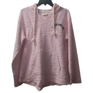 North Carolina Hoodie Pullover Textured‎ Pink V-Neck Long Sleeve